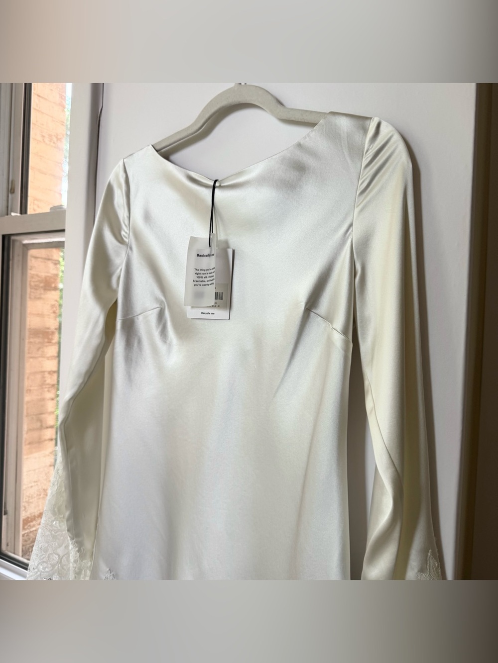 NWT Reformation Blanche Silk Long-Sleeve Mini Dress Ivory Bridal Small - Picture 6 of 16